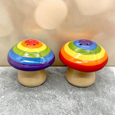 MUSHROOM SALT + PEPPER SET RAINBOW
