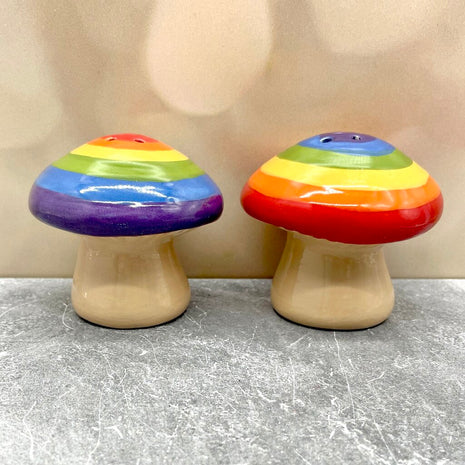 MUSHROOM SALT + PEPPER SET RAINBOW