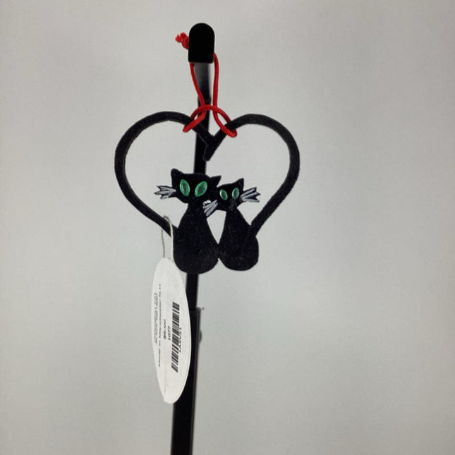 ORNAMENT CAT BLACK Tail Heart