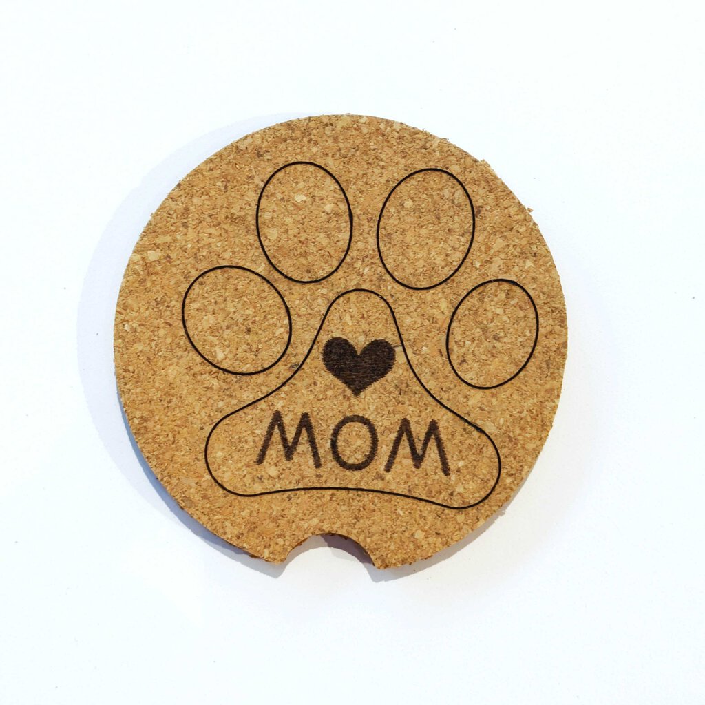 Cork Car Coaster CCC - Dog Mom Paw