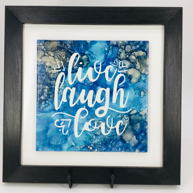 8 LIVELAUGHLOVE TILE MOUNTEDFRAMED JUST4FUNDESIGNS