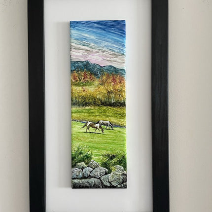 4X12 SUGARHILL W/ HORSES TILE MOUNTEDFRAMED JUST4FUNDESIGNS
