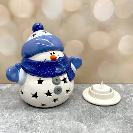 SNOWMAN LANTERN BLUE