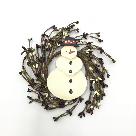 SNOWMAN MED BERRY WREATH