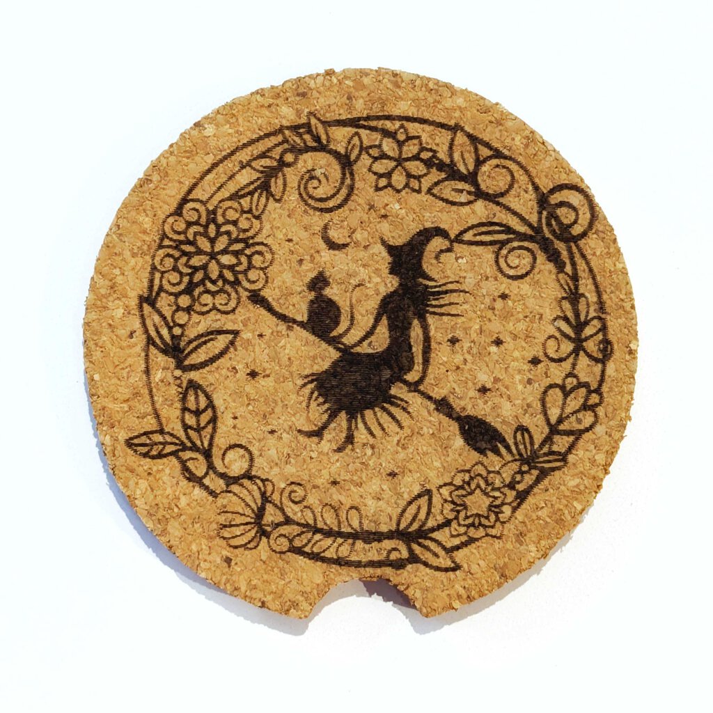 Car Cork Coaster - Floral Witch CCC