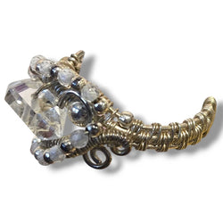 Sterling Silver Herkimer Diamond Woven Ring - view 2