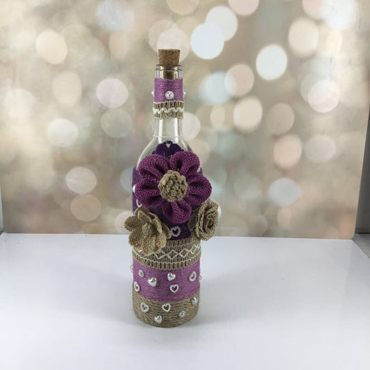 Purple flower wine bottle