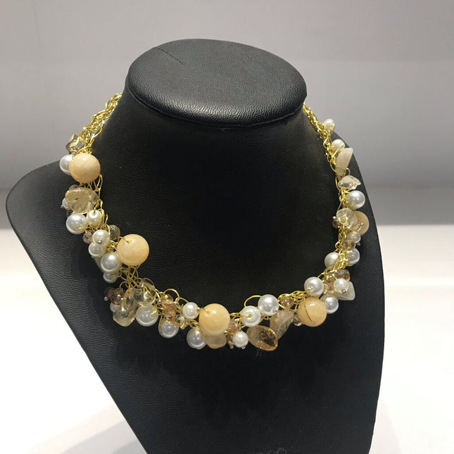 Crochet Necklace Yellow Agate