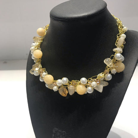 Crochet Necklace Yellow Agate