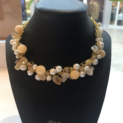 Crochet Necklace Yellow Agate