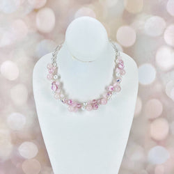 Rose Quartz gemstone crochet necklace - view 1