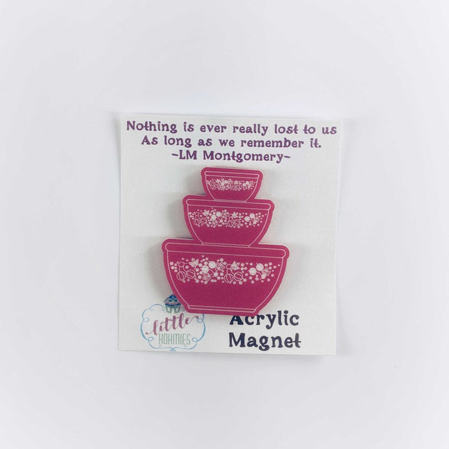 Acrylic Magnet - Pink Flower Bowls