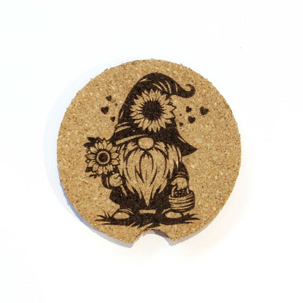 Cork Car Coaster CCC - Sunflower Gnome