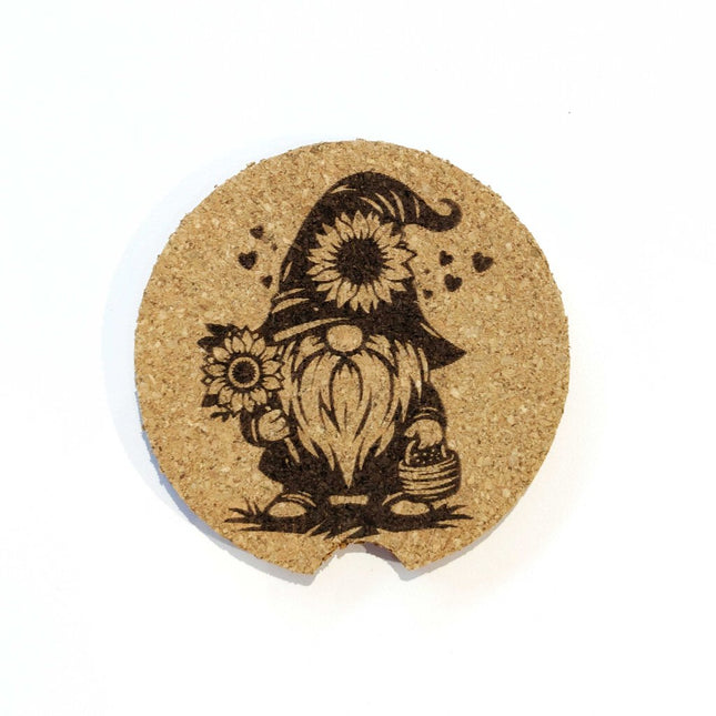 Cork Car Coaster CCC - Sunflower Gnome