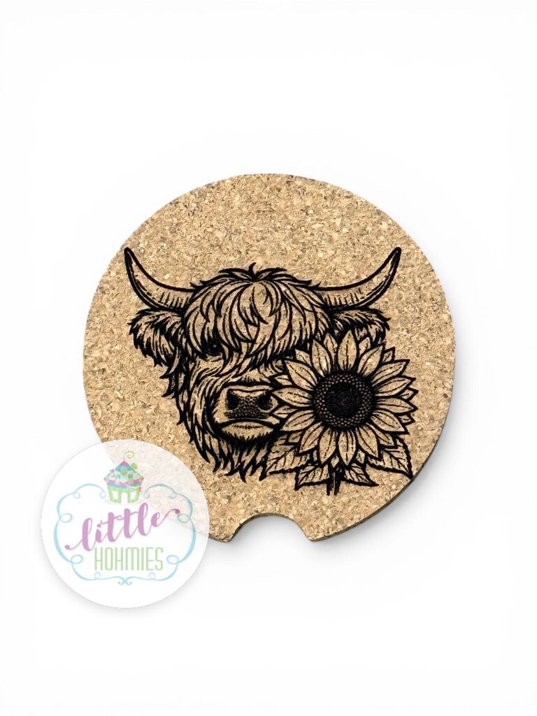 Cork Car Coaster CCC - Highland Cow
