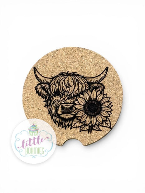 Cork Car Coaster CCC - Highland Cow