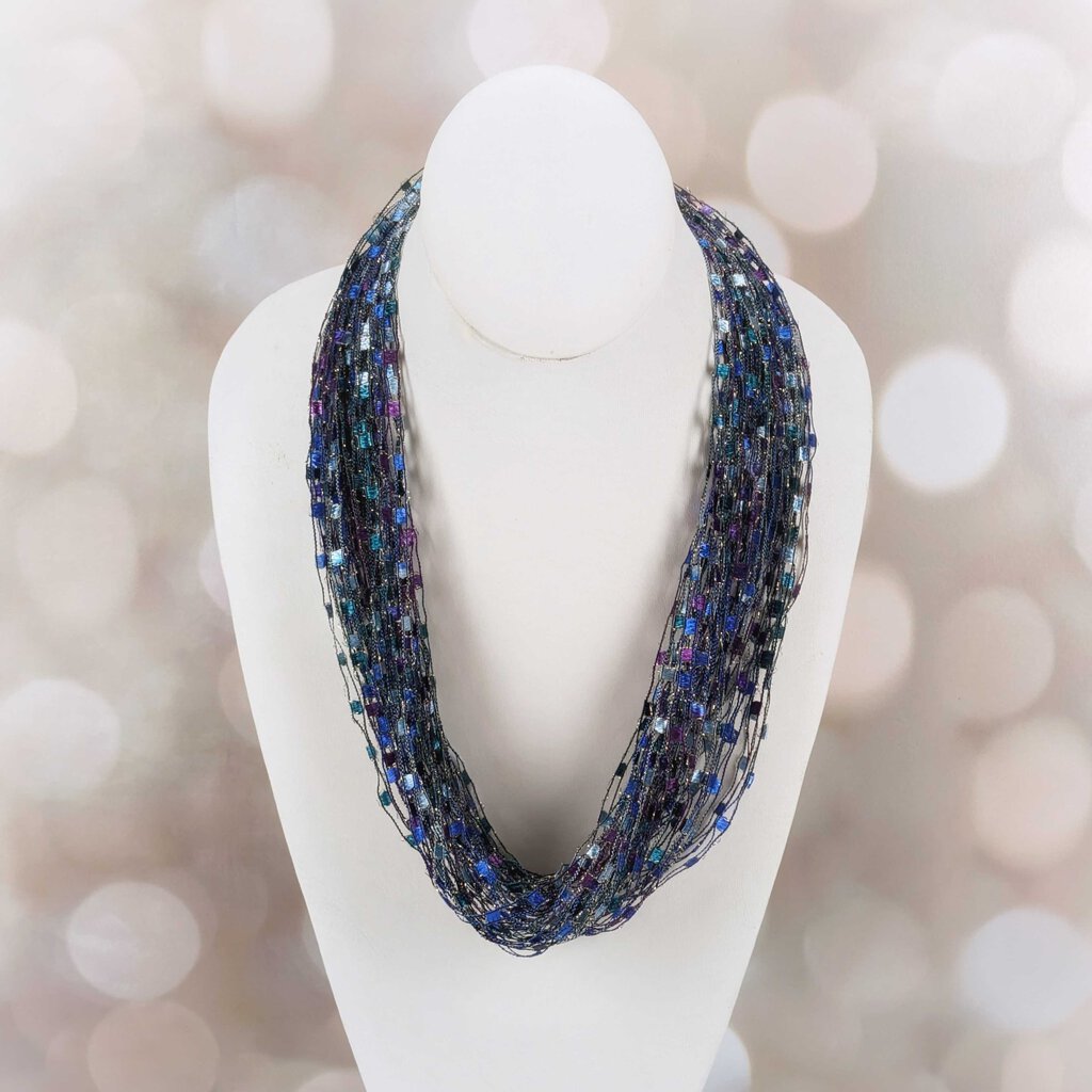CLOSE OUT SALE Ribbon Necklace - Peacock
