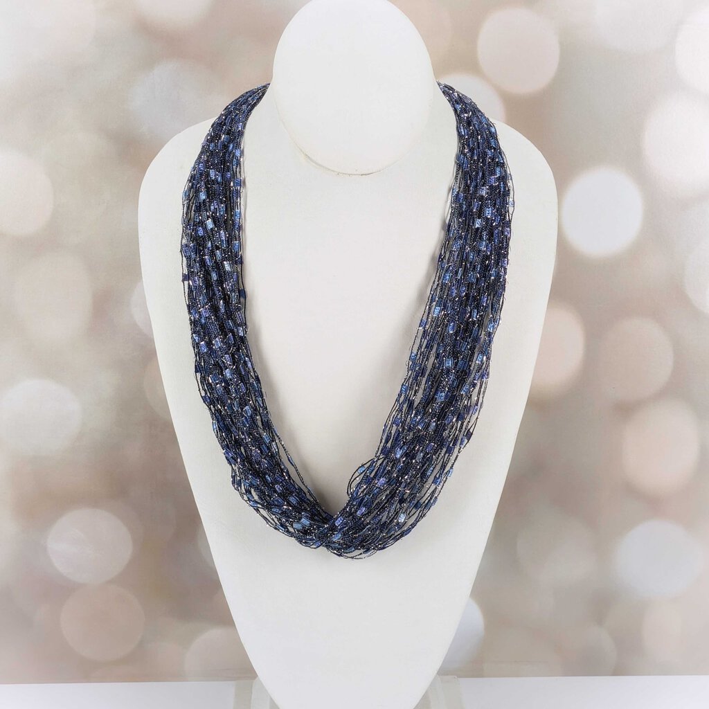 CLOSE OUT SALE Ribbon Necklace - Blue