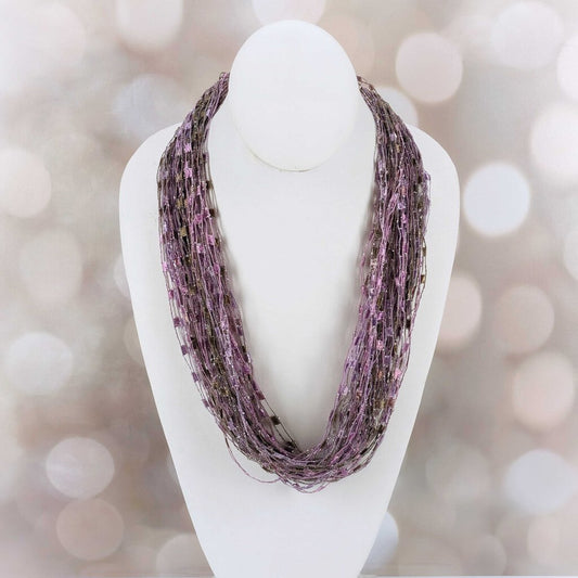 Ribbon Necklace - Purple & Gold
