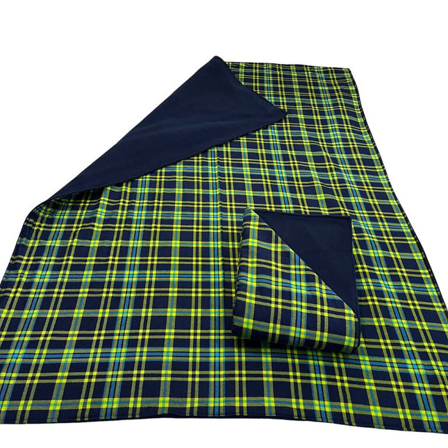 BLANKET - Blue/Lt Green w Blue Fleece