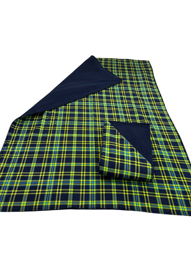BLANKET - Blue/Lt Green w Blue Fleece