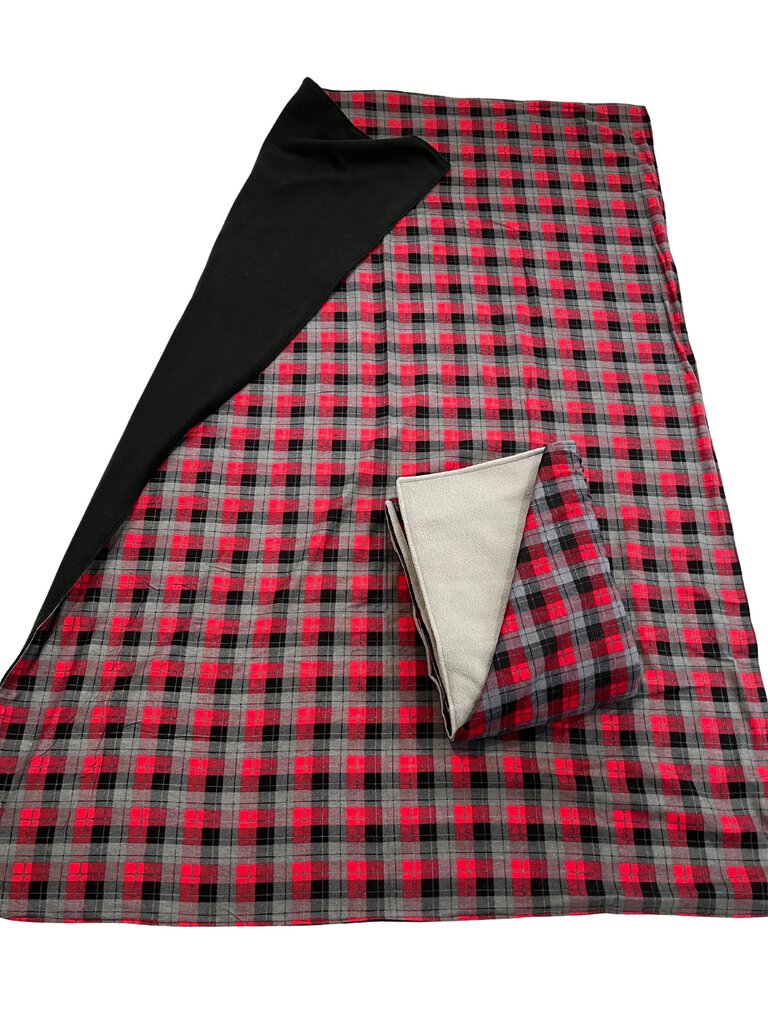 BLANKET - Red/Black/Gray Flannel w Black