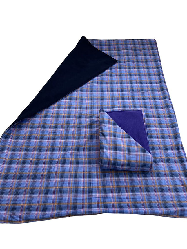 BLANKET - Purple/Blue Plaid w/ Blue