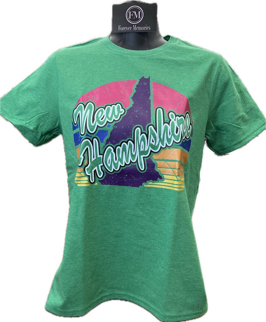 NH Youth Heather Kelly Shirt with Purple NH Pink Sun