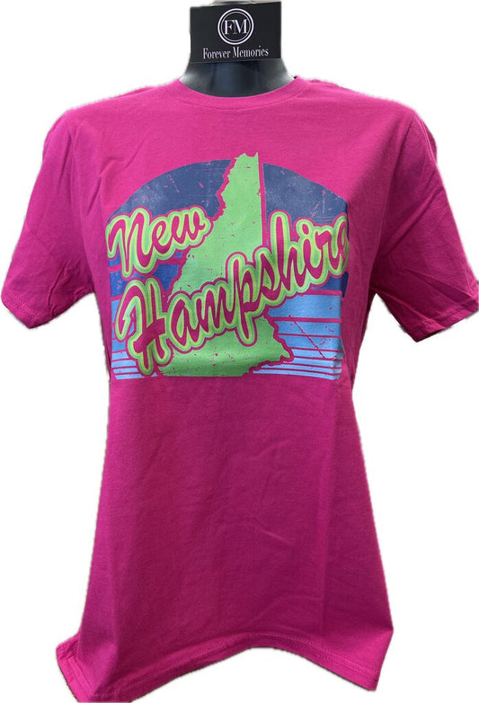 NH Youth Pink Shirt with Green NH Navy Sun