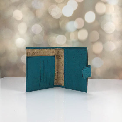 Cork Passport Wallet - Blue/Gold Natural