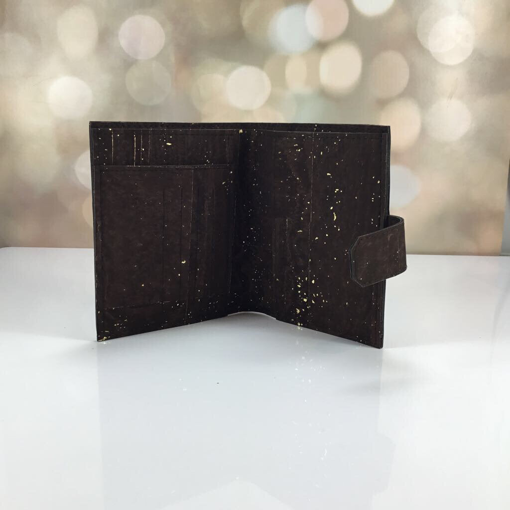 Cork Passport Wallet - Brown with gold flakes