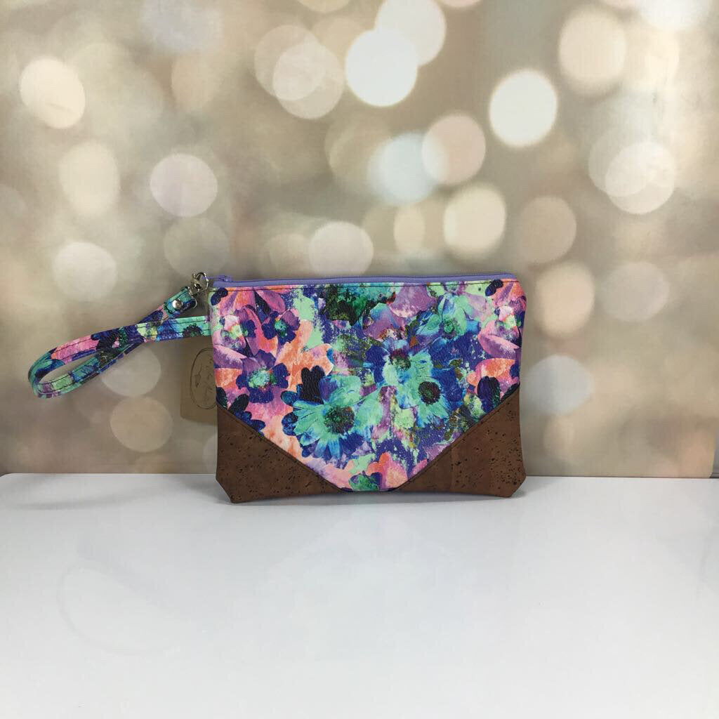 Wristlet Clutch - FL Floral / Brick