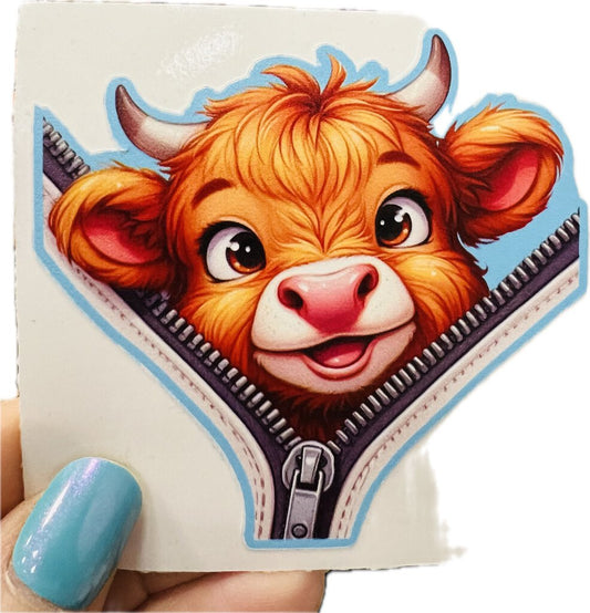 Sticker - Highland Cow in Zipper