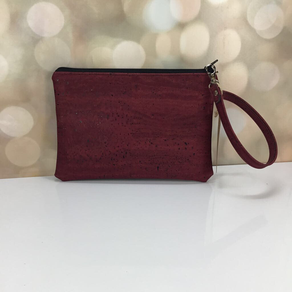 Wristlet Clutch - Wine and Almond