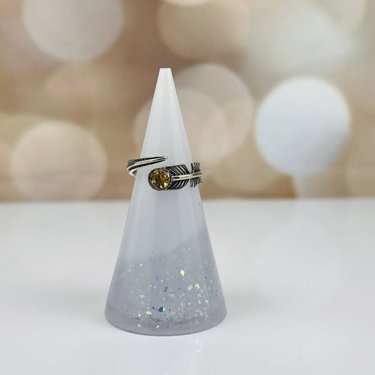 Sterling Silver Gold Feather Ring