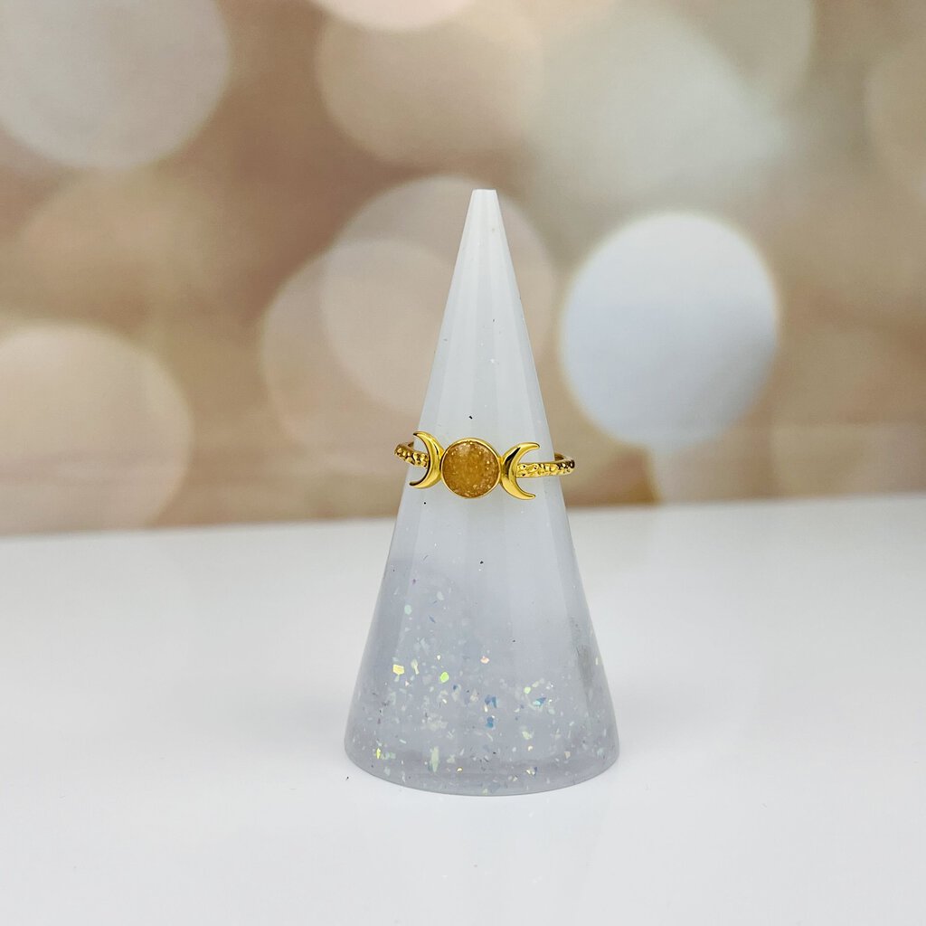 Sterling Silver Gold Moon Ring