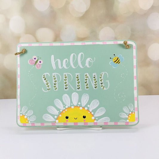 hello spring plaque