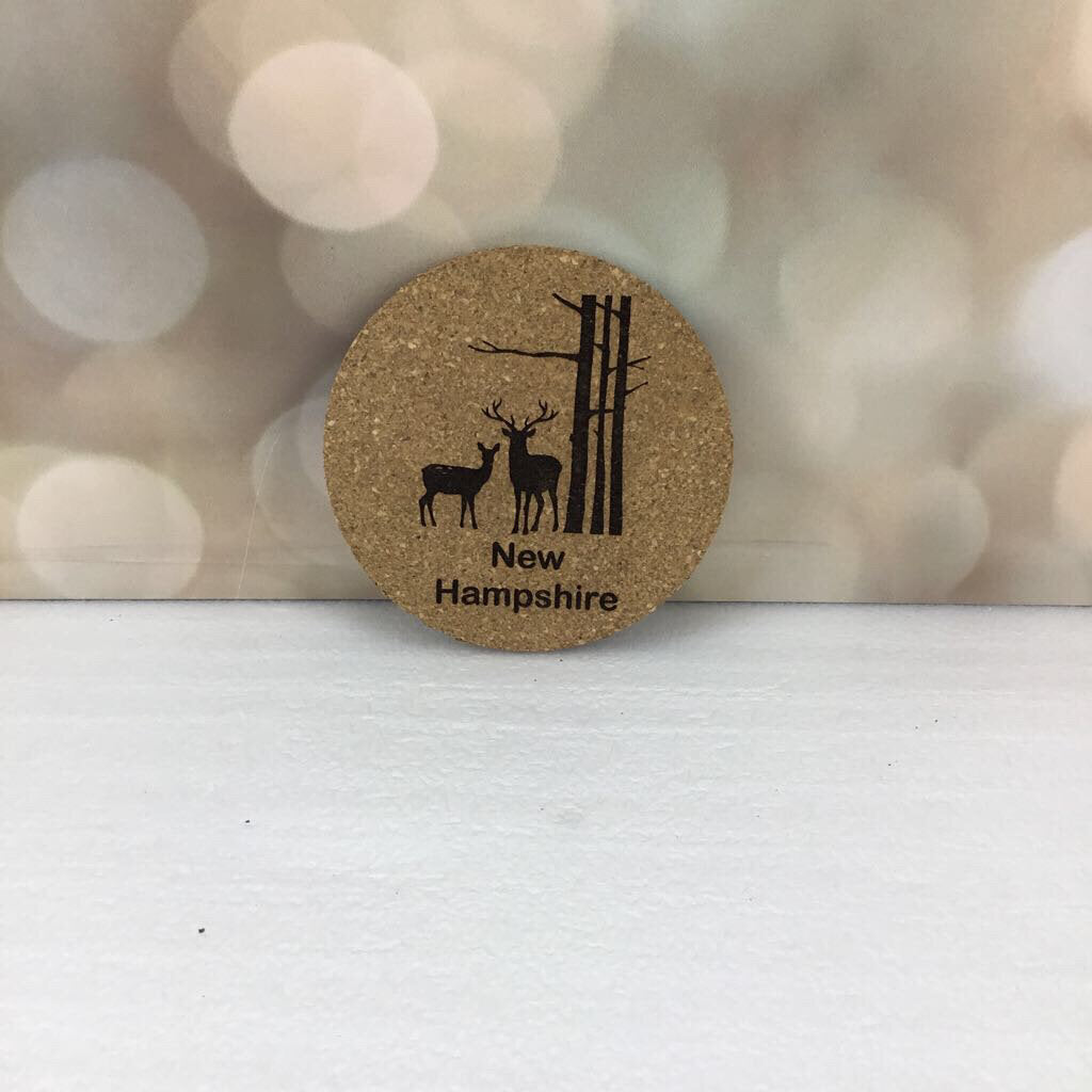 DEER WDS 4" Round Cork Coaster