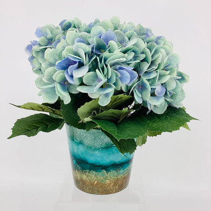 5" Teal Cooper/Brass Plant Pot