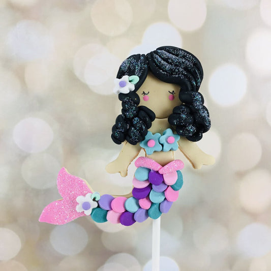 mermaid cake topper-black