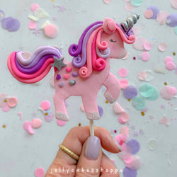 PINK RAINBOW UNICORN CAKE TOPPER - view 1