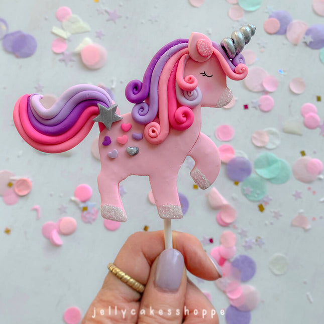 PINK RAINBOW UNICORN CAKE TOPPER