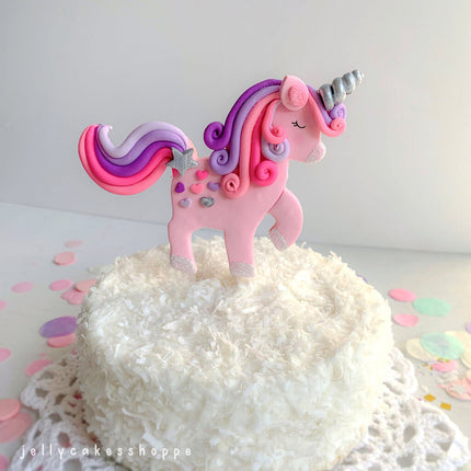 PINK RAINBOW UNICORN CAKE TOPPER