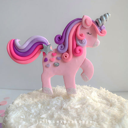 PINK RAINBOW UNICORN CAKE TOPPER