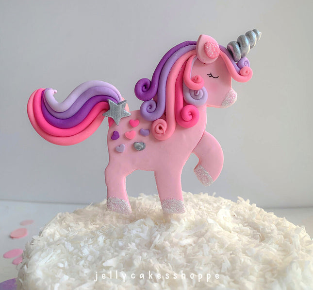 PINK RAINBOW UNICORN CAKE TOPPER