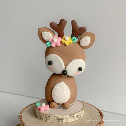 WOODLAND DEER GIRL CAKE TOPPER