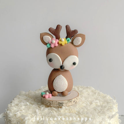 WOODLAND DEER GIRL CAKE TOPPER
