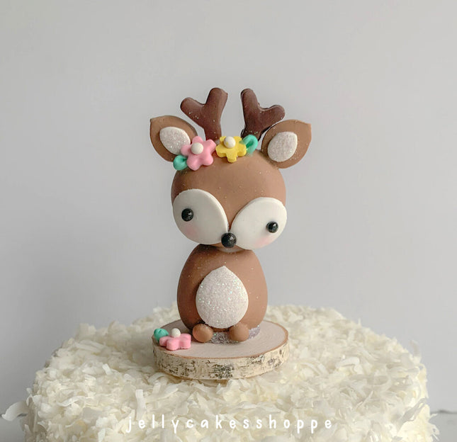 WOODLAND DEER GIRL CAKE TOPPER