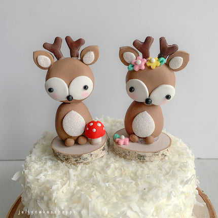 WOODLAND DEER GIRL CAKE TOPPER