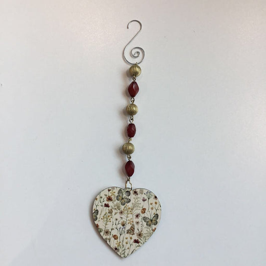 Beaded window Ornament butterfly heart